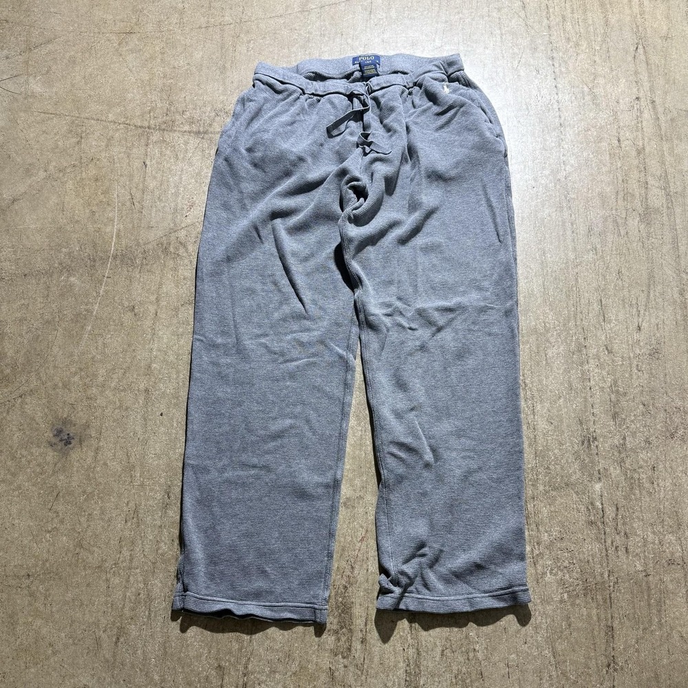 Polo Ralph Lauren Lounge Pants Mens Large Gray Cotton Knit Drawstring Logo